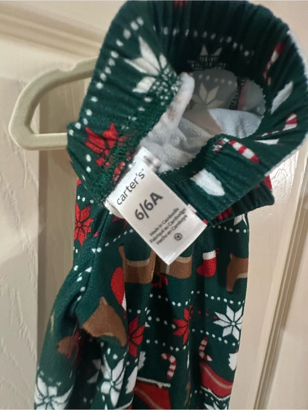 Carter's Green Holiday Reindeer Print Button-Up Pajama Set